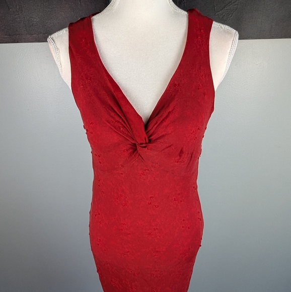 Vintage Ice Silk Red Dress - Picture 2 of 11